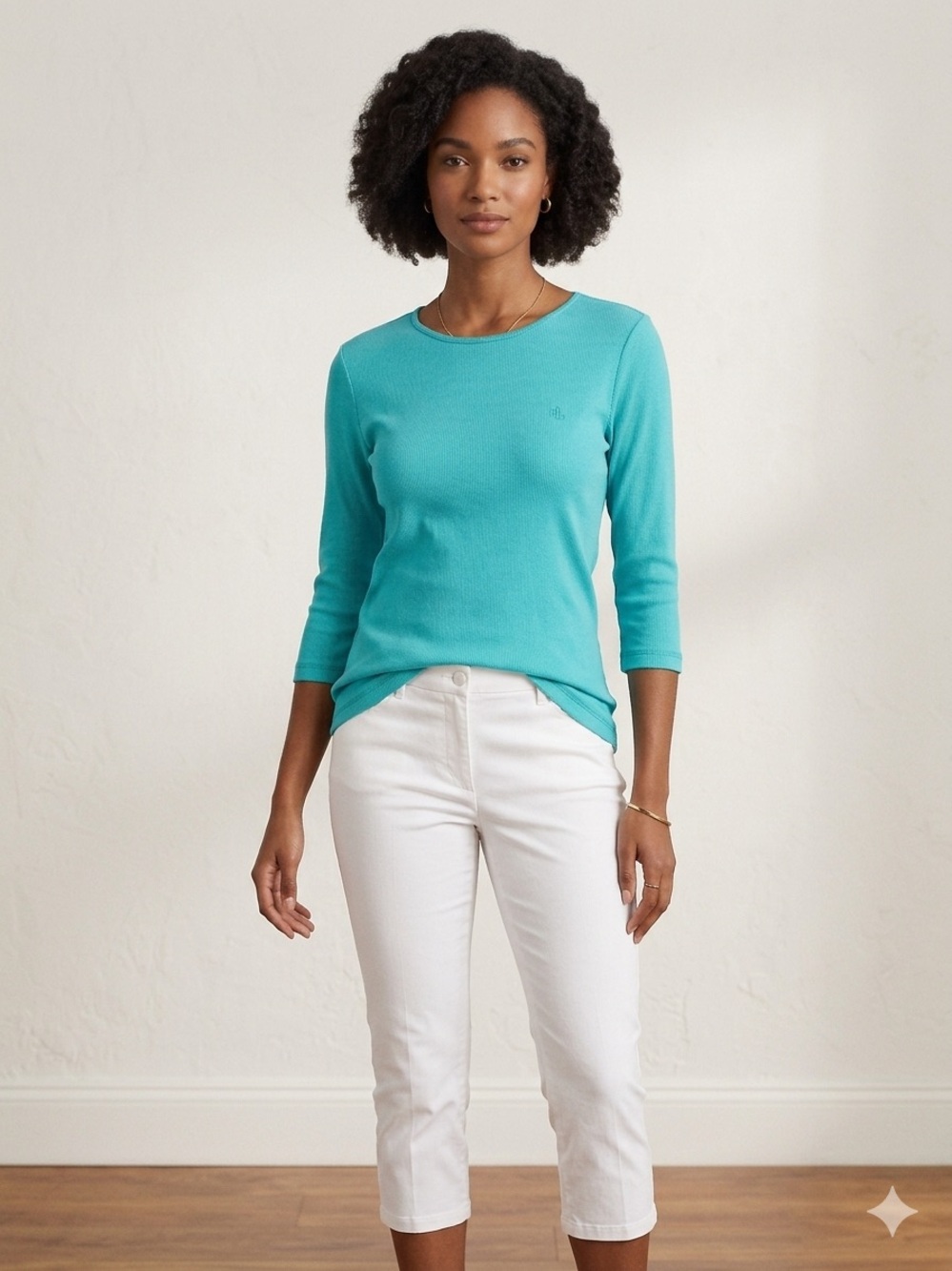 LAUREN Ralph Lauren Turquoise Blue Ribbed Fine Knit Long Sleeve Top - XL NWOT